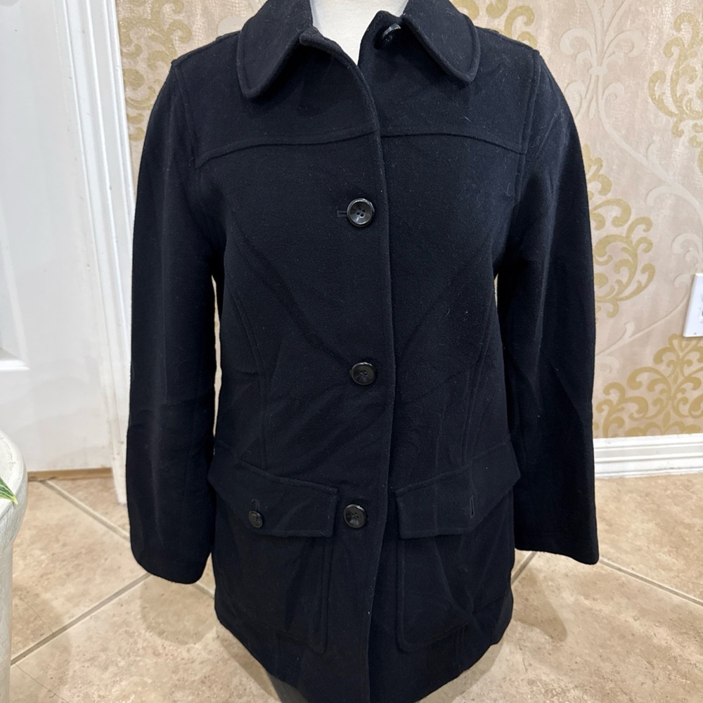 L.L. Bean Women's Black 80% wool Pea Coat